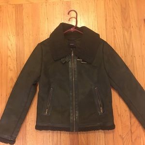 New Green Leather Faux Suede Jacket